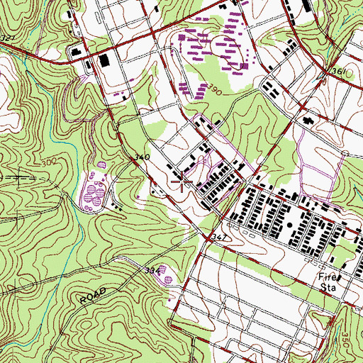 Topographic Map of Fort Pickett, VA