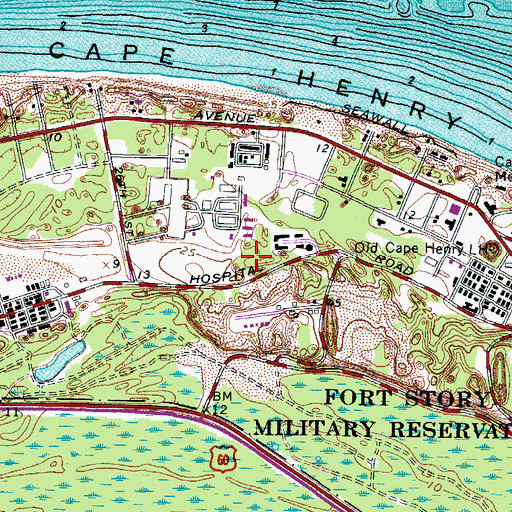 Topographic Map of Fort Story, VA