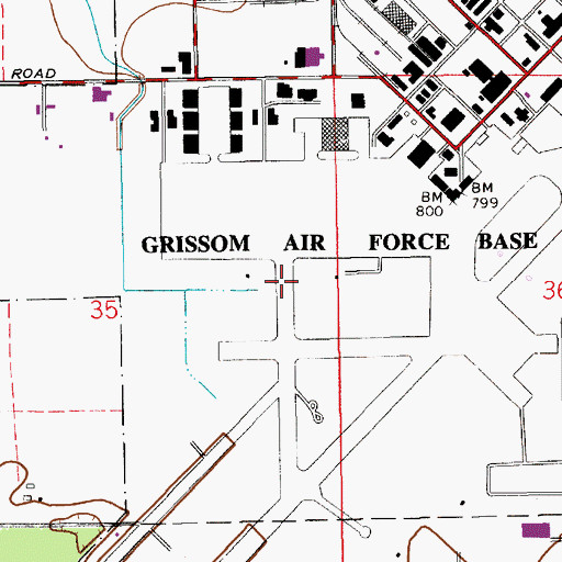 Topographic Map of Grissom Air Force Base, IN
