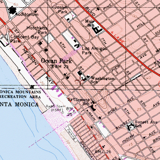 Topographic Map of Santa Monica Alternative School, CA