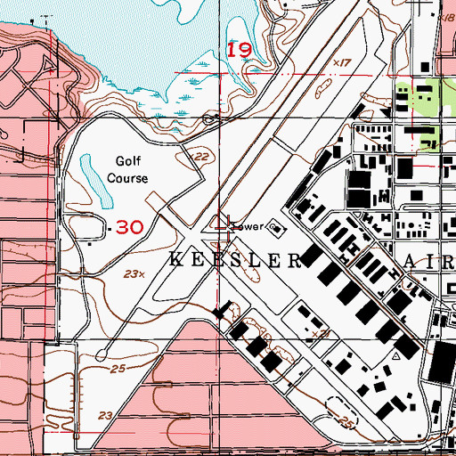 Topographic Map of Keesler Air Force Base, MS