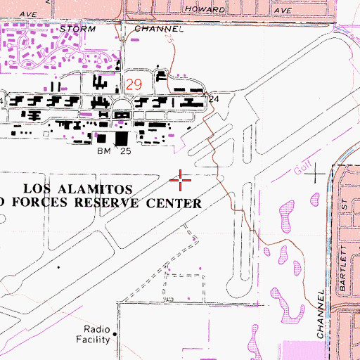 Topographic Map of Los Alamitos Reserve Center and Air Station, CA