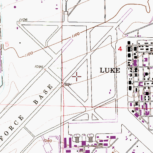 Topographic Map of Luke Air Force Base, AZ
