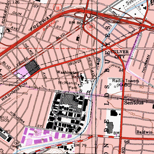 Topographic Map of Washington School, CA