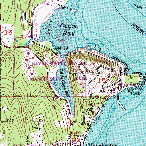 Topographic Map of Manchester Fuel Depot, WA