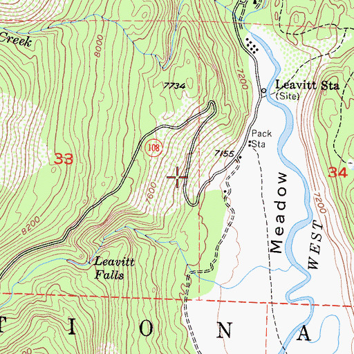 Topographic Map of Marine Corps Mountain Warfare Training Center Bridgeport, CA