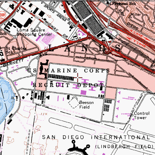 Topographic Map of Marine Corps Recruit Depot San Diego, CA