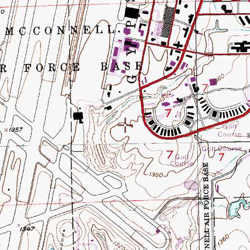 Topographic Map of McConnell Air Force Base, KS