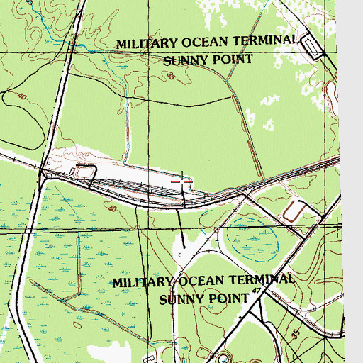 Topographic Map of Military Ocean Terminal Sunny Point, NC