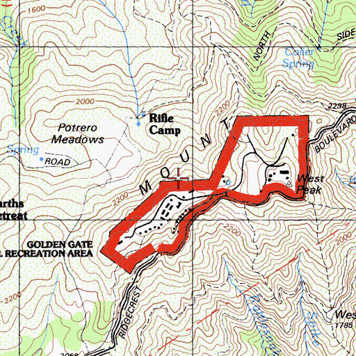 Topographic Map of Mill Valley Air Force Station, CA