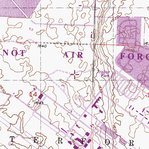 Topographic Map of Minot Air Force Base, ND