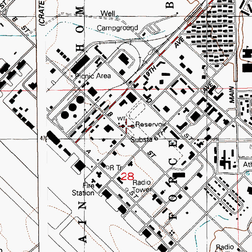 Topographic Map of Mountain Home Air Force Base, ID