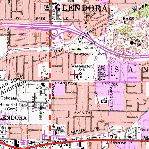 Topographic Map of Washington Elementary School, CA