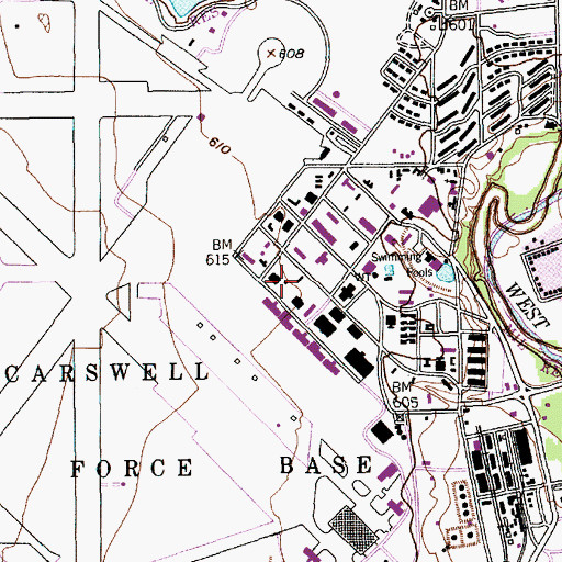 Topographic Map of Naval Air Station and Joint Reserve Base Fort Worth, TX