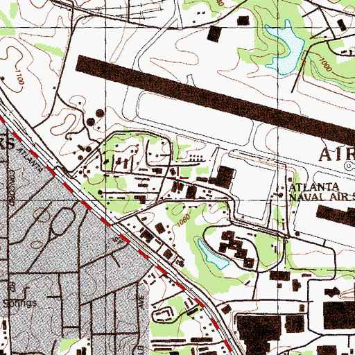 Topographic Map of Naval Air Station Atlanta, GA