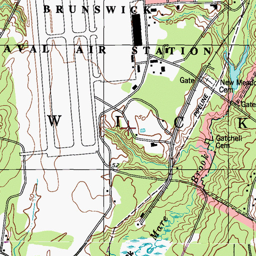 Topographic Map of Naval Air Station Brunswick, ME