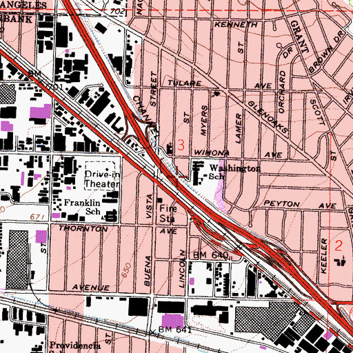 Topographic Map of Washington Elementary School, CA