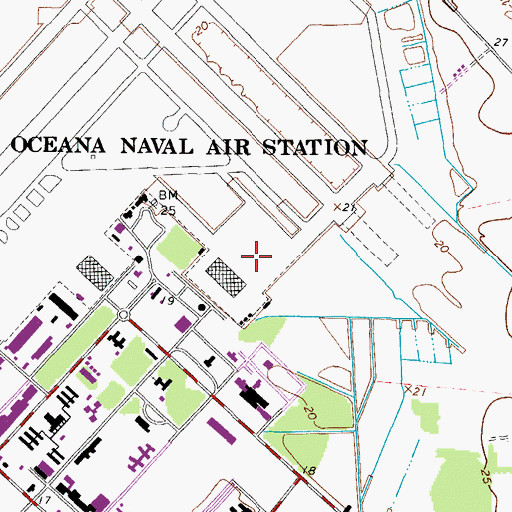 Topographic Map of Naval Air Station Oceanna, VA