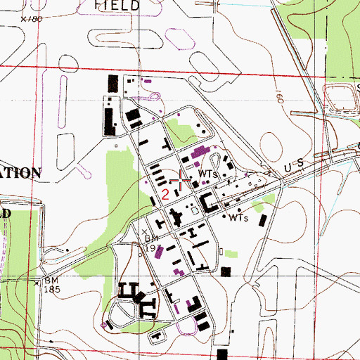 Topographic Map of Naval Air Station Whiting Field, FL