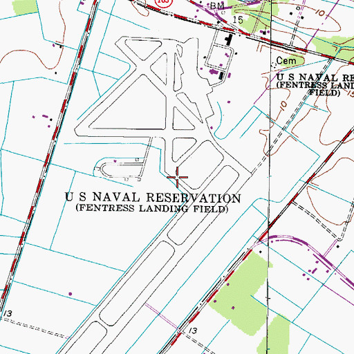 Topographic Map of Naval Auxiliary Landing Field Fentress, VA