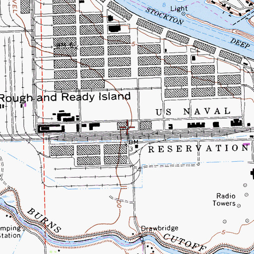 Topographic Map of Naval Communications Station Stockton, CA