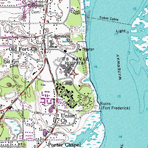 Topographic Map of Naval Hospital Beaufort, SC