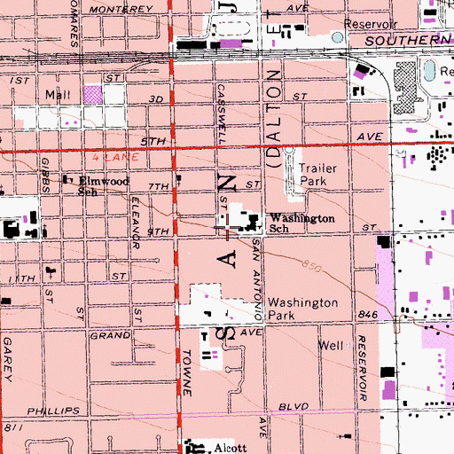 Topographic Map of Washington Elementary School, CA