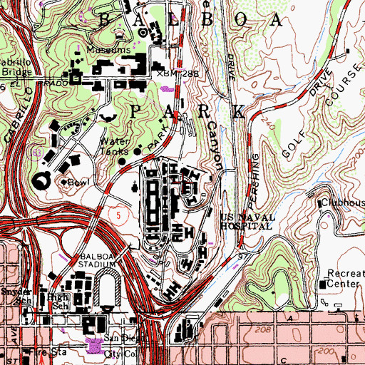 Topographic Map of Naval Medical Center San Diego, CA