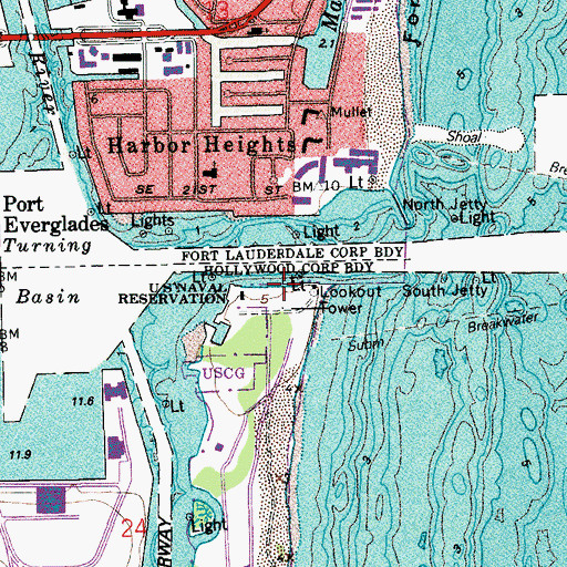 Topographic Map of Naval Reservation Dania Beach, FL
