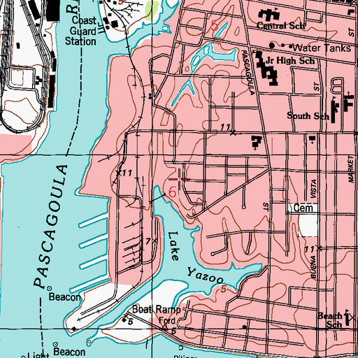 Topographic Map of Supervisor of Shipbuilding Conversion and Repair Facility Pascagoula, MS
