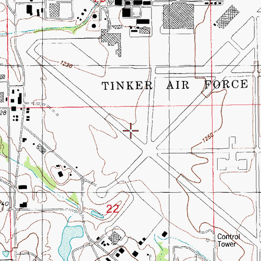 Topographic Map of Tinker Air Force Base, OK