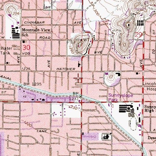 Topographic Map of Sunny Slope Mobile Home Park, AZ