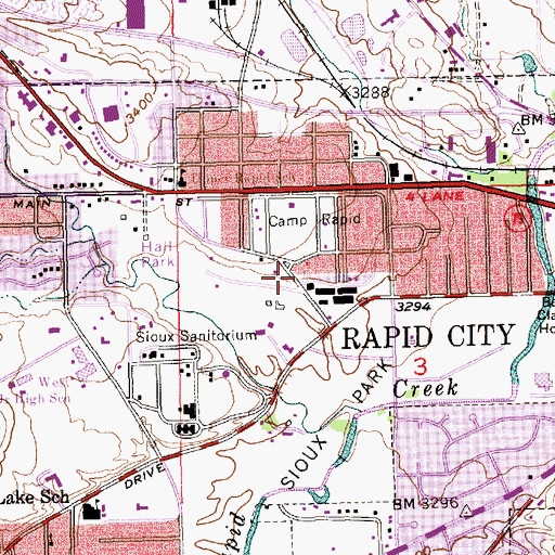 Topographic Map of Camp Rapid, SD