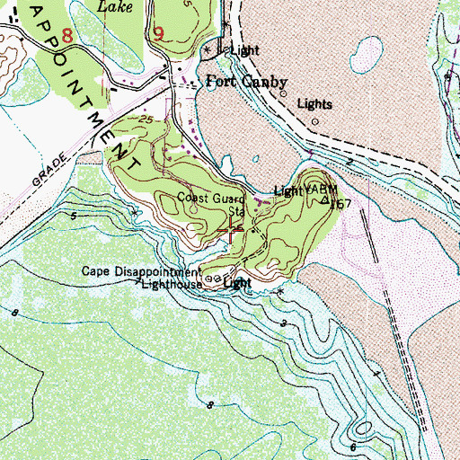 Topographic Map of Coast Guard Station Cape Disappointment, WA