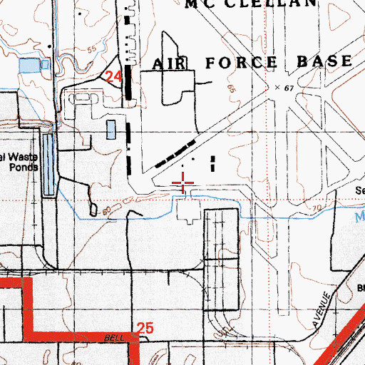 Topographic Map of McClellan Air Force Base, CA