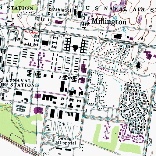 Topographic Map of Naval Support Activity Mid-South, TN