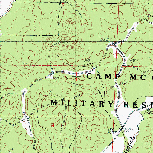 Topographic Map of Camp McCain, MS