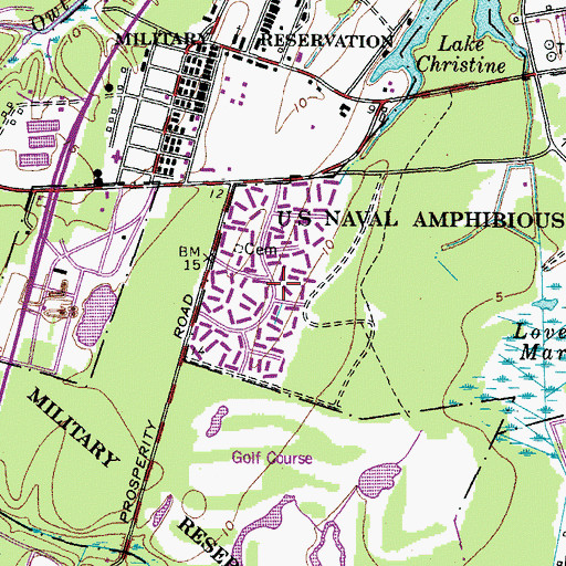 Topographic Map of Camp Pendleton, VA