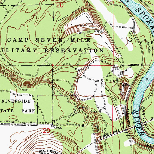 Topographic Map of Camp Seven Mile, WA