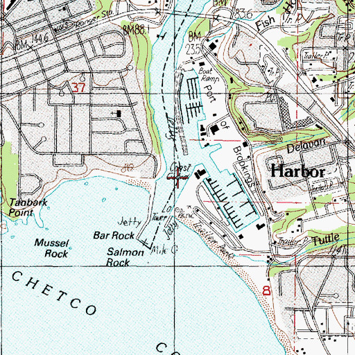 Topographic Map of United States Coast Guard Motor Lilfeboat Station Chetco River, OR