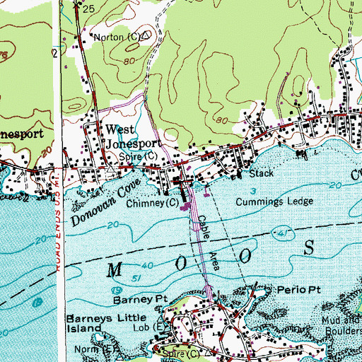 Topographic Map of Coast Guard Station Jonesport, ME