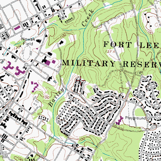 Topographic Map of Fort Lee, VA