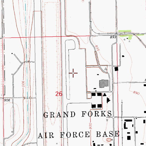 Topographic Map of Grand Forks Air Force Base, ND