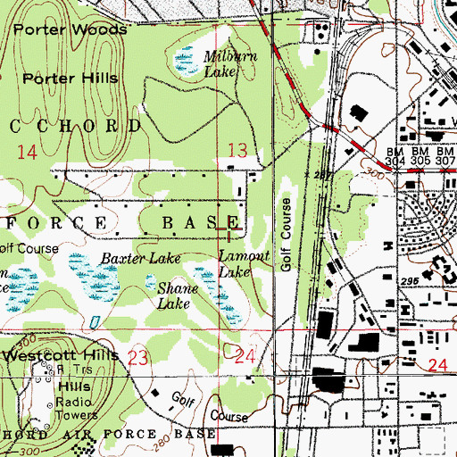 Topographic Map of McChord Air Force Base, WA