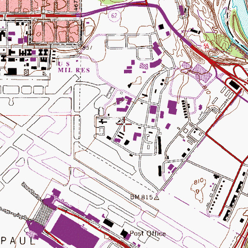 Topographic Map of Minneapolis-Saint Paul International Airport Air Reserve Station, MN