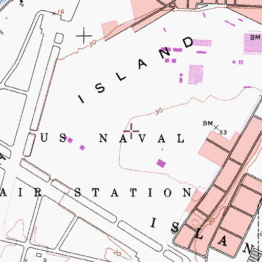 Topographic Map of Naval Air Station North Island, CA