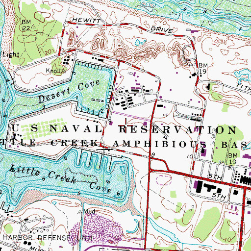 Topographic Map of Naval Amphibious Base Little Creek, VA