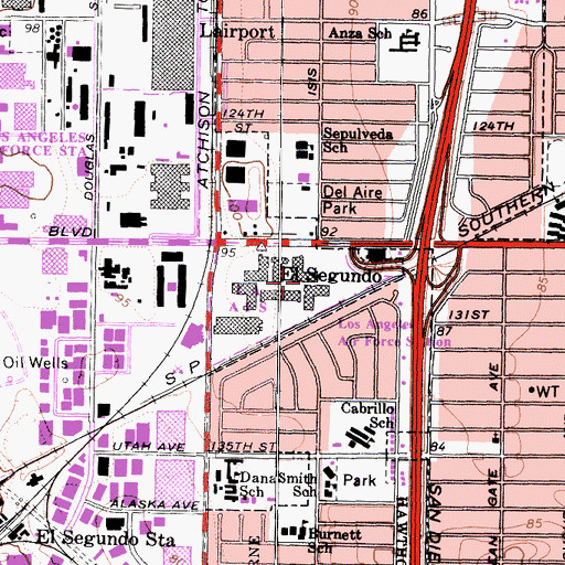 Topographic Map of Los Angeles Air Force Base, CA