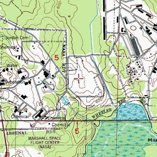 Topographic Map of Redstone Arsenal, AL