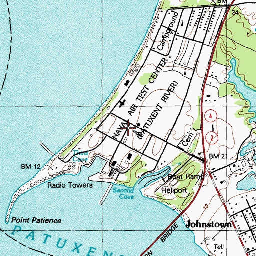 Topographic Map of Solomons Navy Recreation Center, MD
